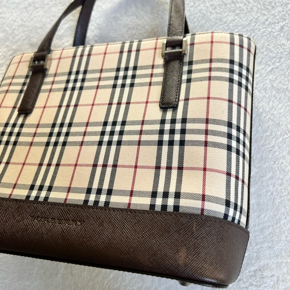 BURBERRY NOVA CHECK TOTE CANVAS FABRIC/LEATHER BEIGE EUC - Picture 8 of 14